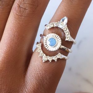 Boho Tribal Chic Stackable Silver Tone Rings